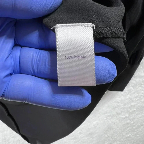 NWT Jennifer Lopez Womens M Black Sheer Blouse Rhinestone Details Bishop Sleeves - Picture 9 of 14